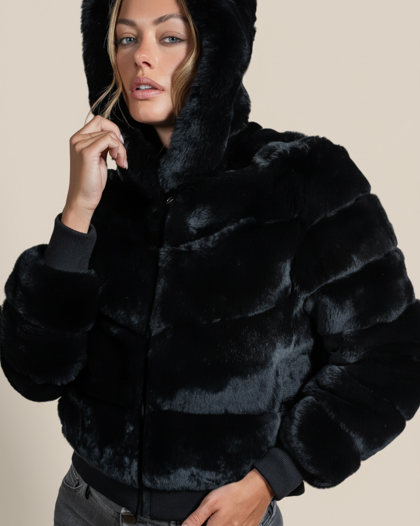 Rex Bomber Jacket with Hood in Black- Hyde Luxury Apparel