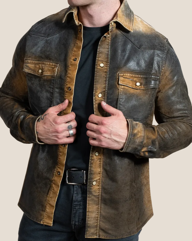 Weathered Western Snap Shirt - Hyde Luxury Apparel