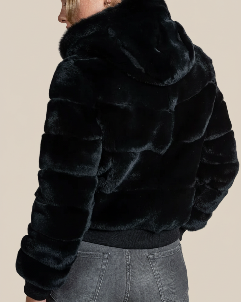 Rex Bomber Jacket with Hood in Black- Hyde Luxury Apparel