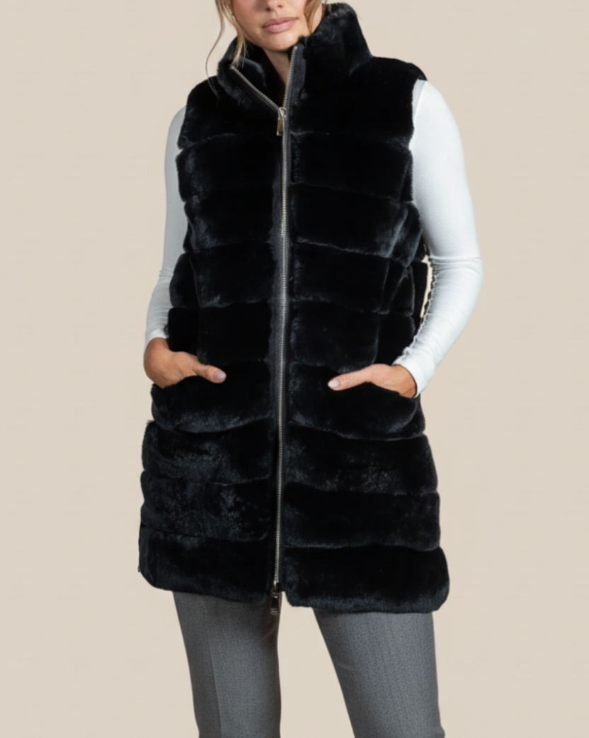 Rex Fur Long Vest - Hyde Luxury Apparel