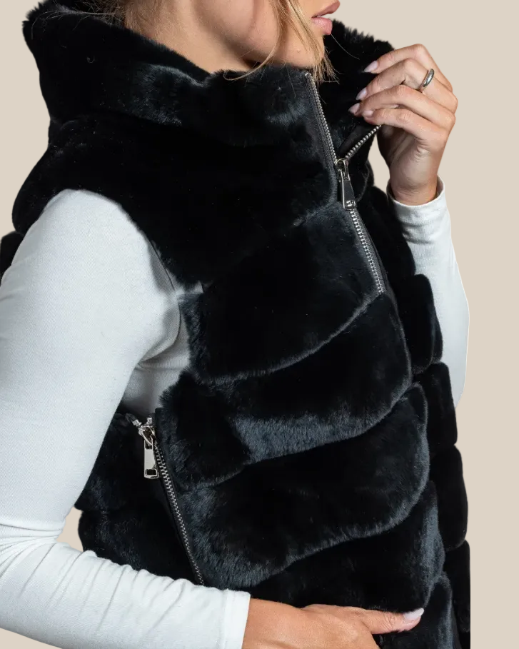 Rex Fur Long Vest - Hyde Luxury Apparel
