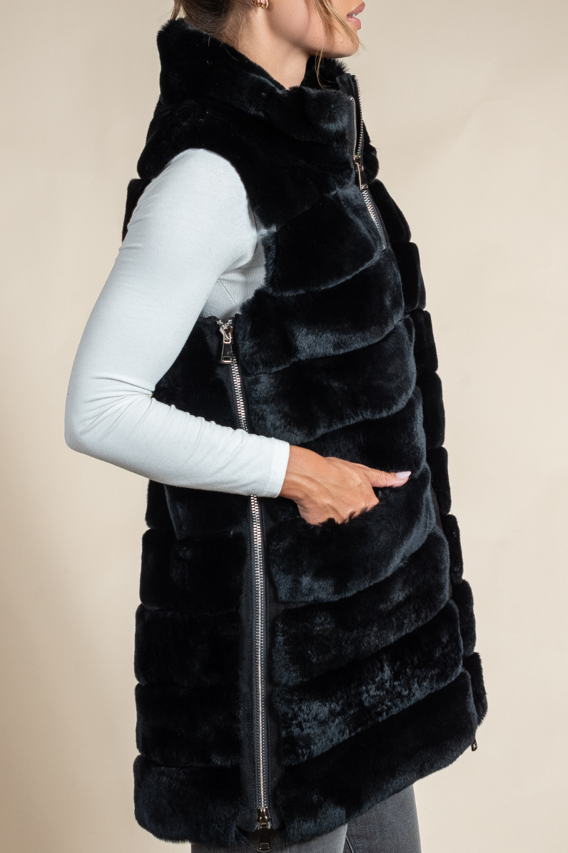 Rex Fur Long Vest - Hyde Luxury Apparel
