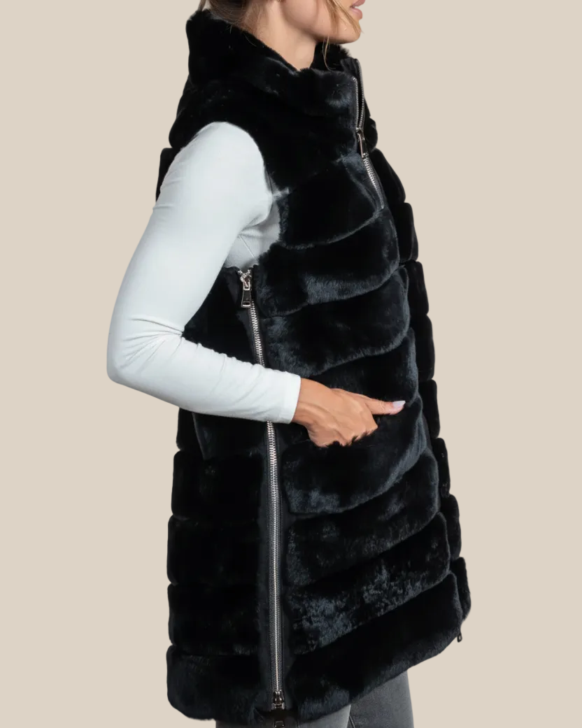 Rex Fur Long Vest - Hyde Luxury Apparel