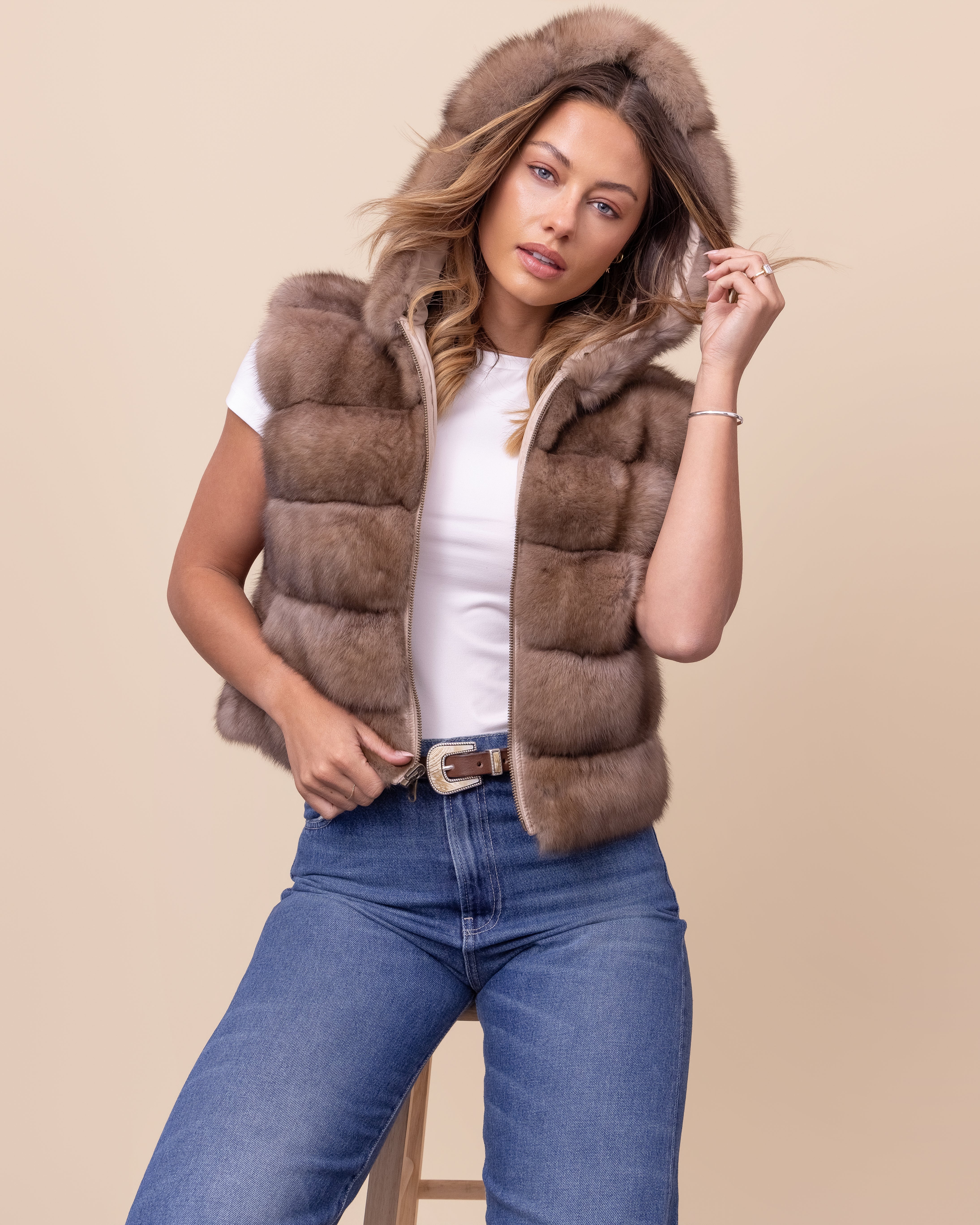 HYDE Inverno Gilet — Reversible Russian Sable Fur Vest | Women's Luxury Investment Fur Vest
