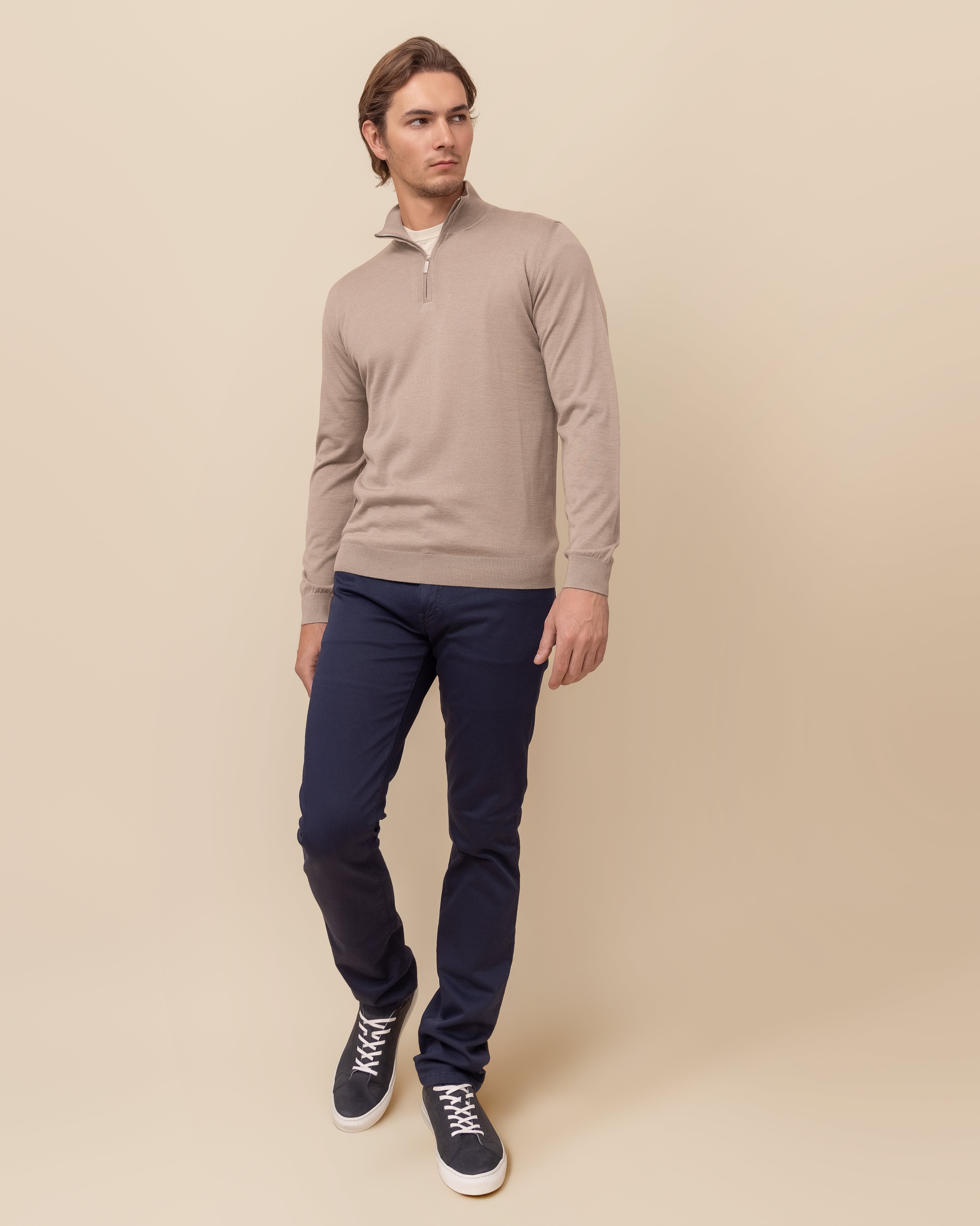 Men's navy nabuk leather sneaker by HYDE Luxury Apparel, quiet luxury footwear made in Italy