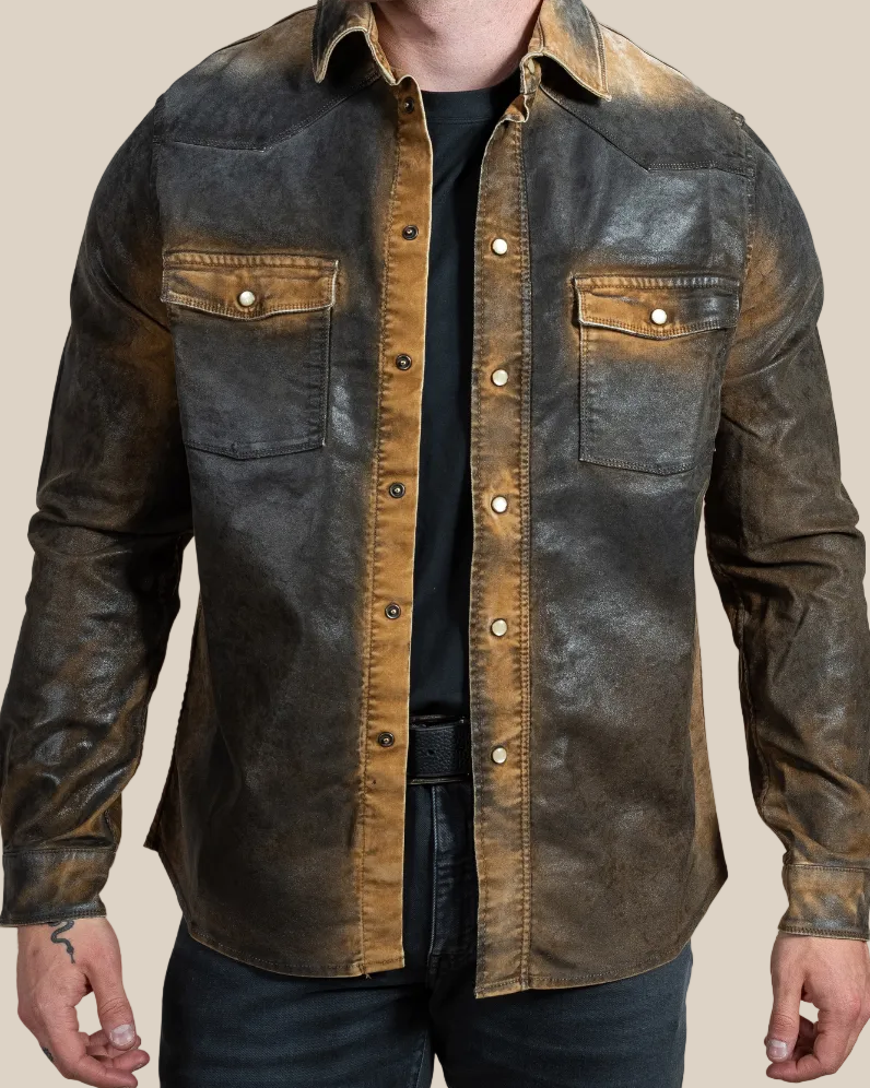 Weathered Western Snap Shirt - Hyde Luxury Apparel