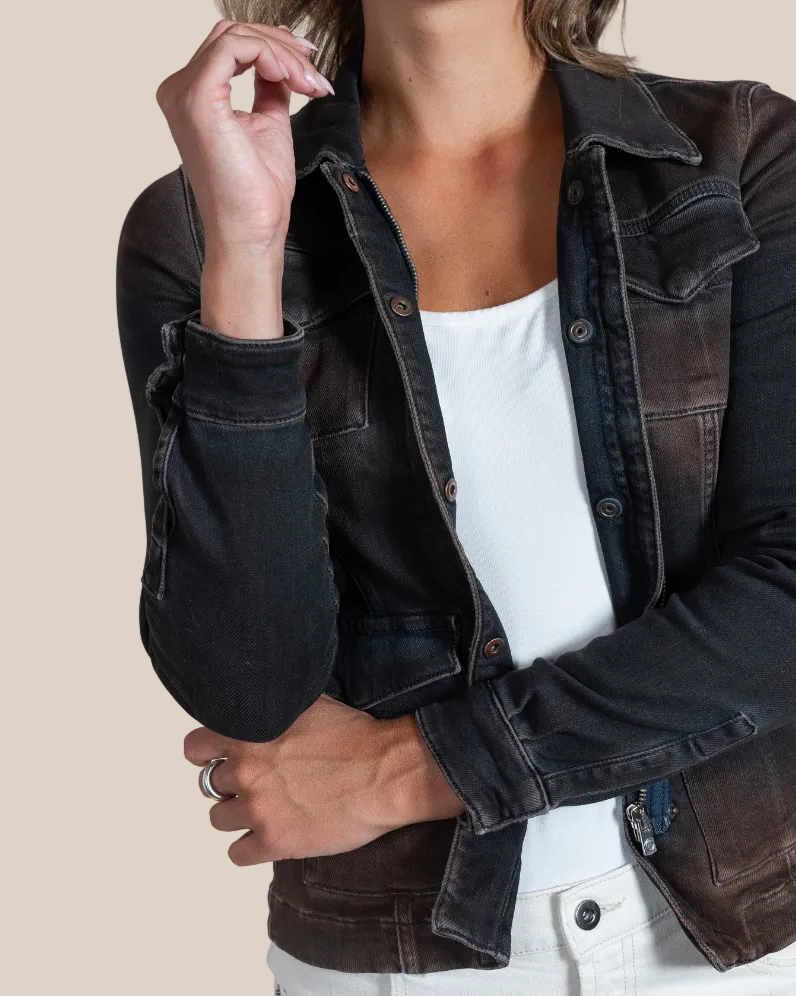 Beale desert denim jacket — Italian craftsmanship detail close-up