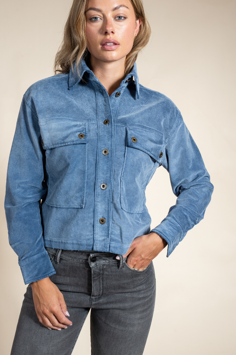 Women's Elle Cropped Cotton Jacket – Street-Chic Lightweight Layer