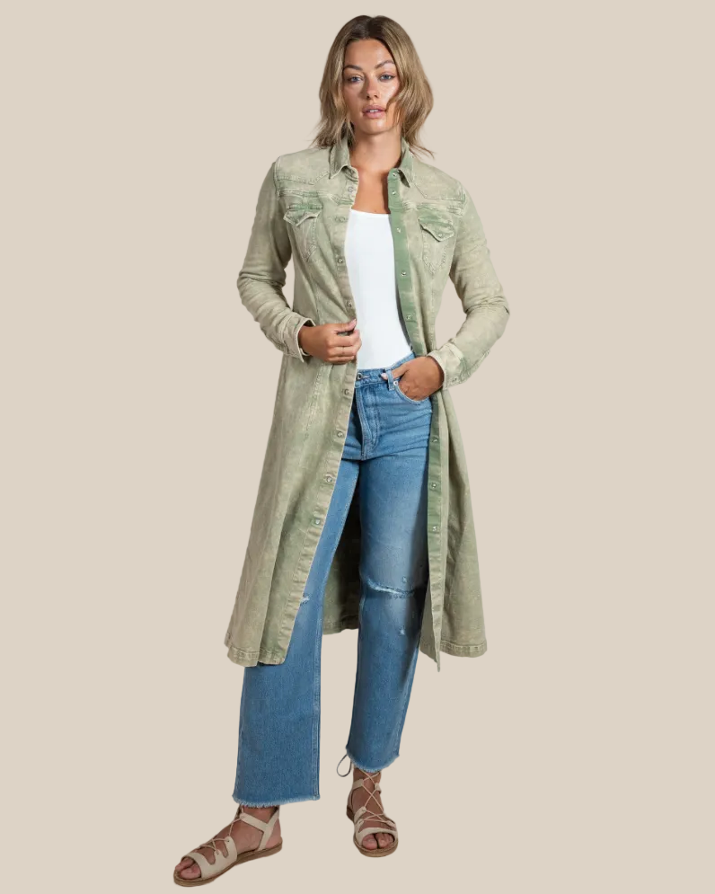 Cody Bel Duster Dress — Sage | Italian Cotton-Elastane