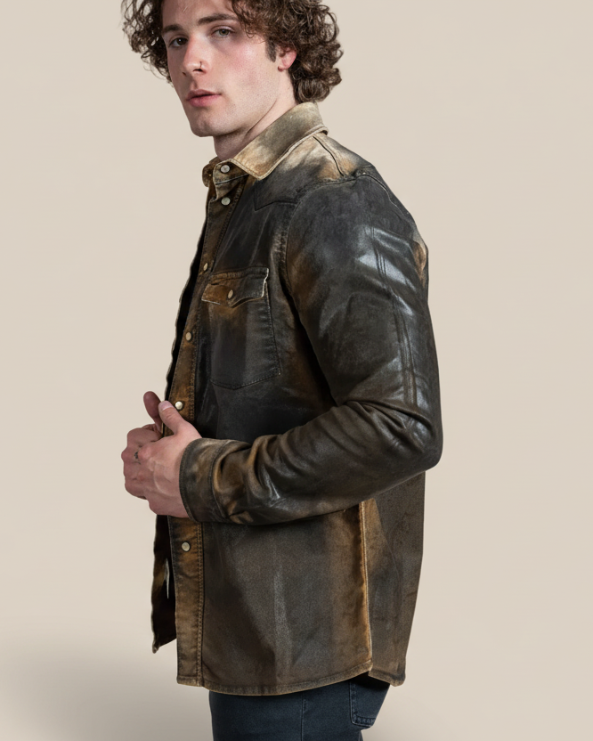 Weathered Western Snap Shirt - Hyde Luxury Apparel