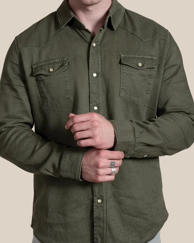 Men’s Italian Linen Overshirt in Sage Green – Lightweight Summer Layer