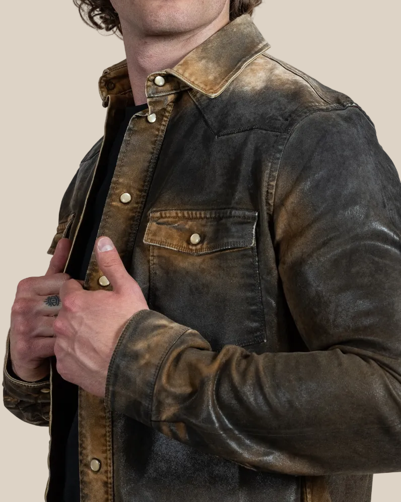 Weathered Western Snap Shirt - Hyde Luxury Apparel