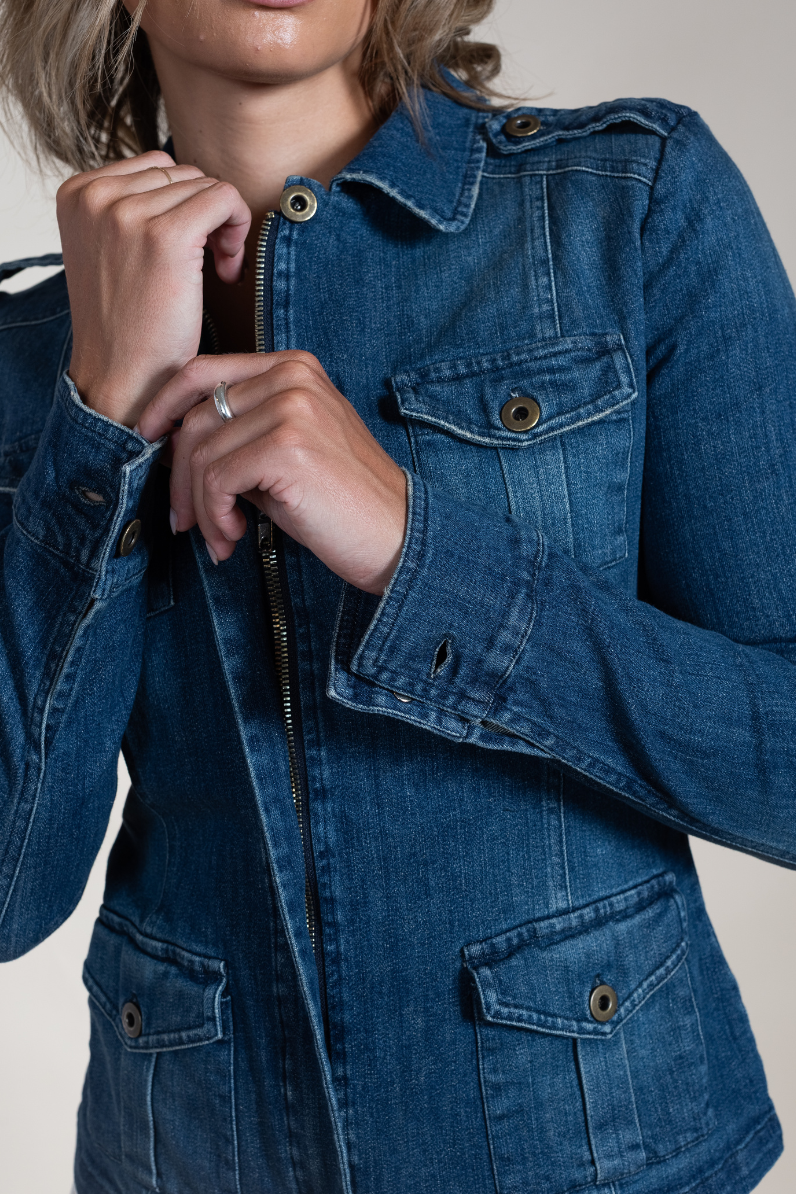 Clelia Cotton Denim Jacket - Hyde Luxury Apparel