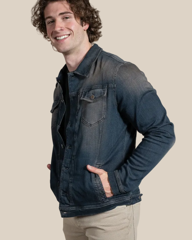 Men’s Russell Italian Cotton-Blend Western Denim Jacket in Indigo | Hyde Luxury Apparel