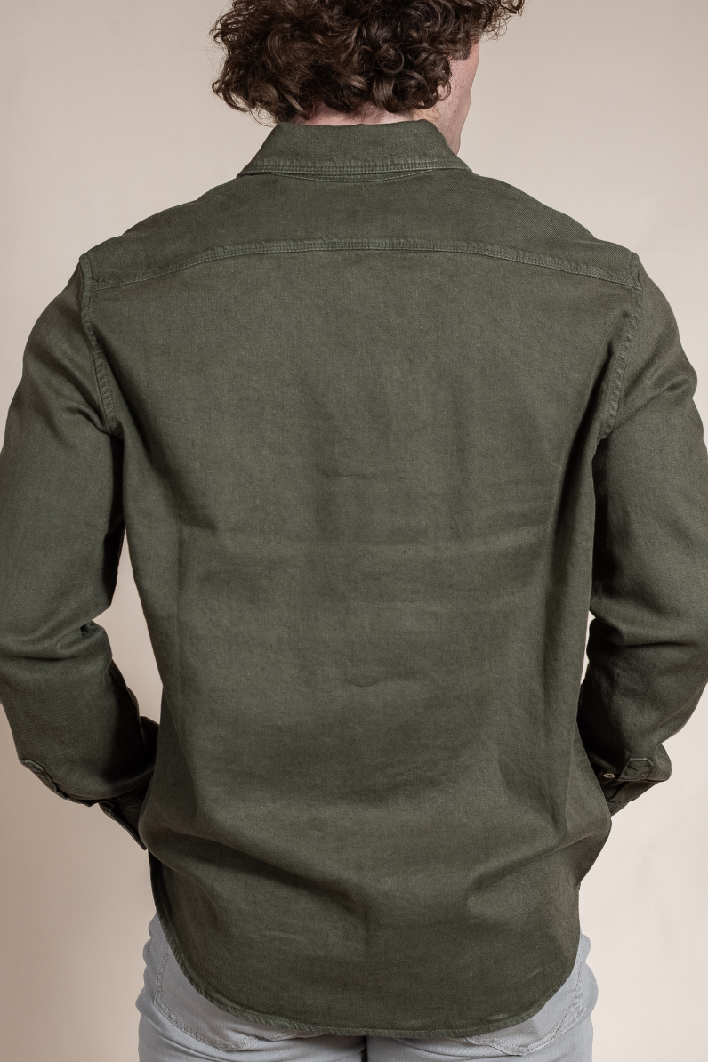 Men’s Italian Linen Overshirt in Sage Green – Lightweight Summer Layer