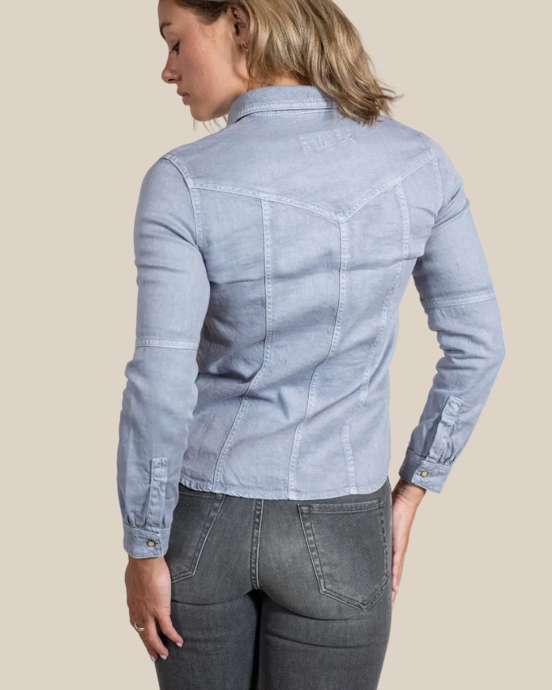 detail — pearl snap closures, refined finishing