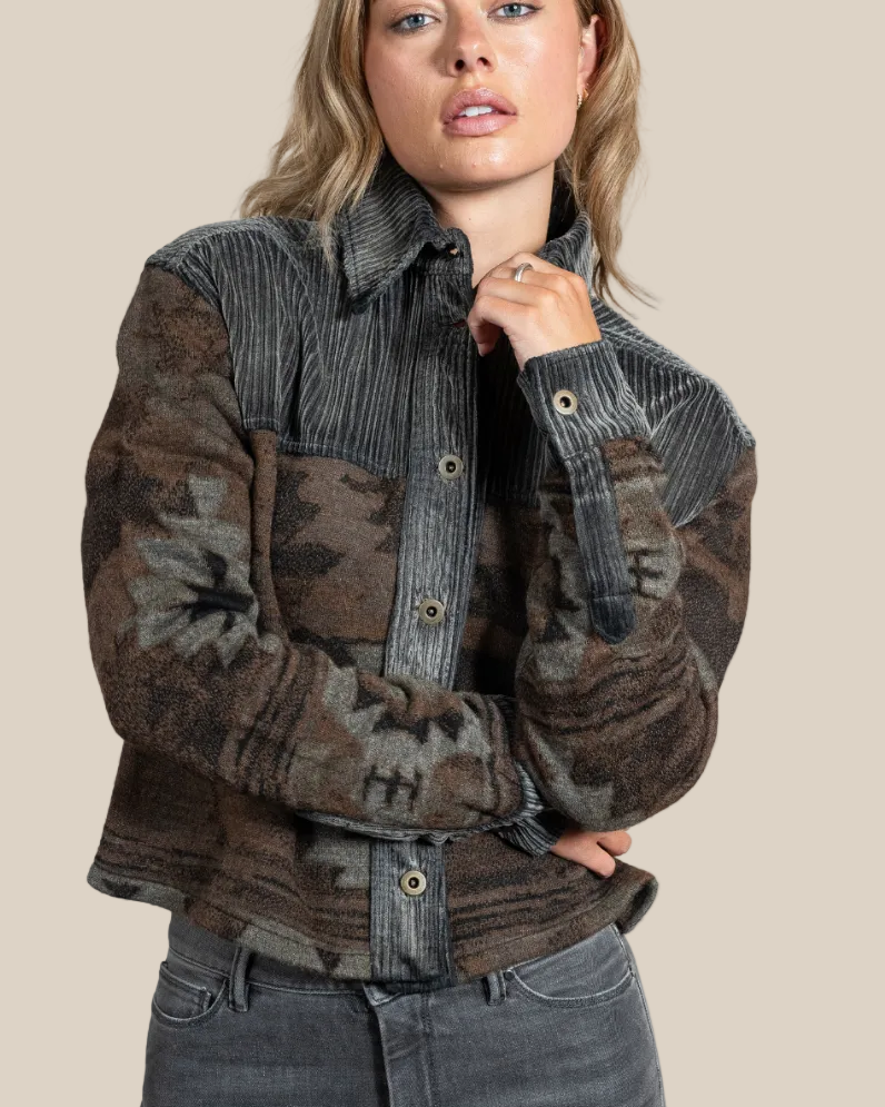 Kaiah Anthracite wool overshirt — side view