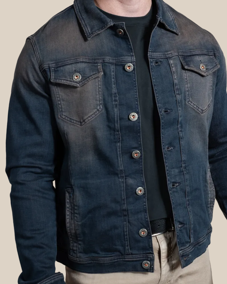 Men’s Russell Italian Cotton-Blend Western Denim Jacket in Indigo | Hyde Luxury Apparel