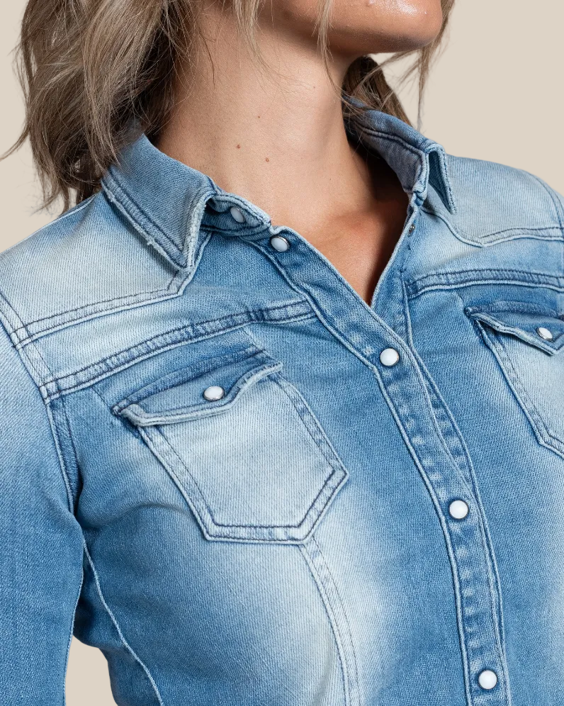 Beth Selvage Denim Shirt - Hyde Luxury Apparel