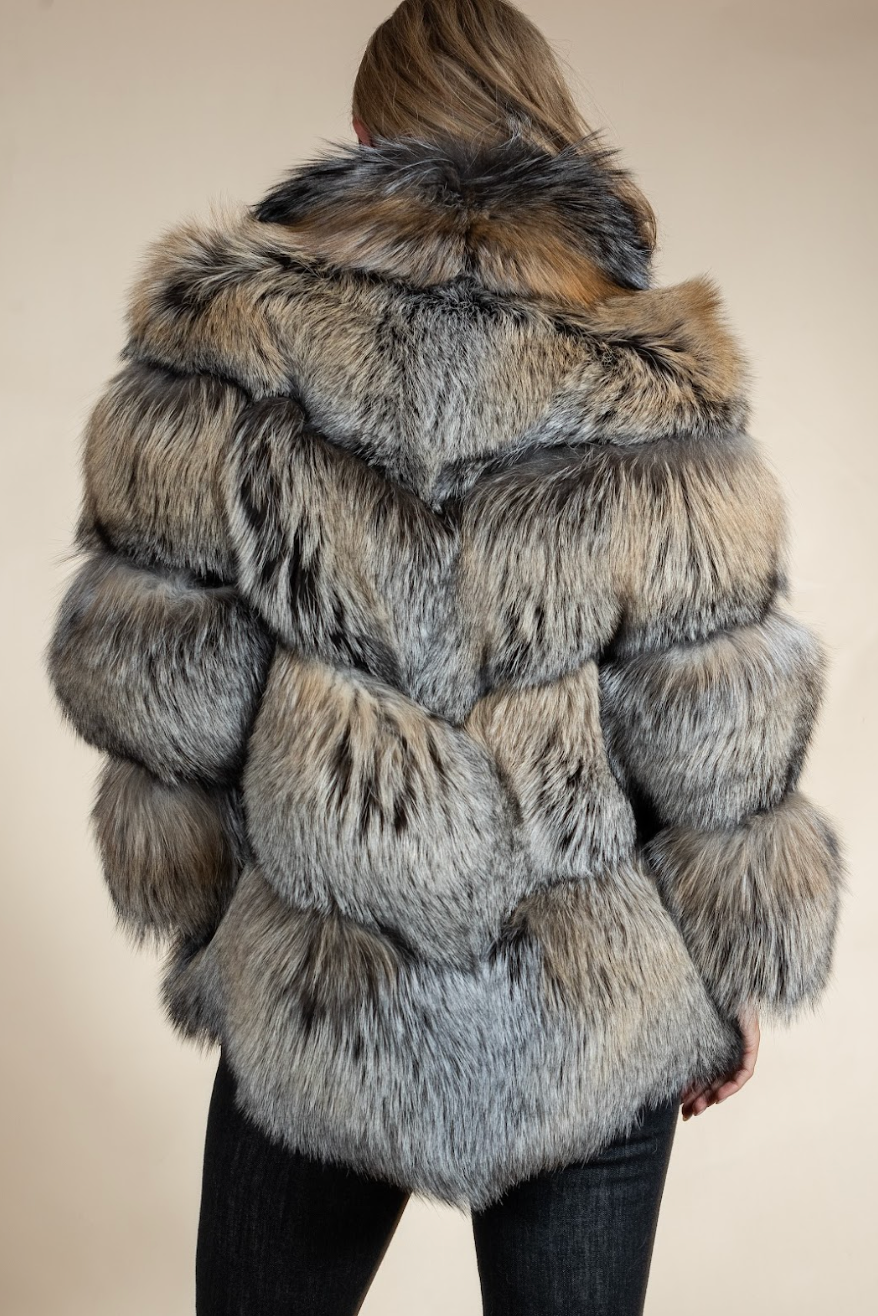 Fur coat with a neutral background