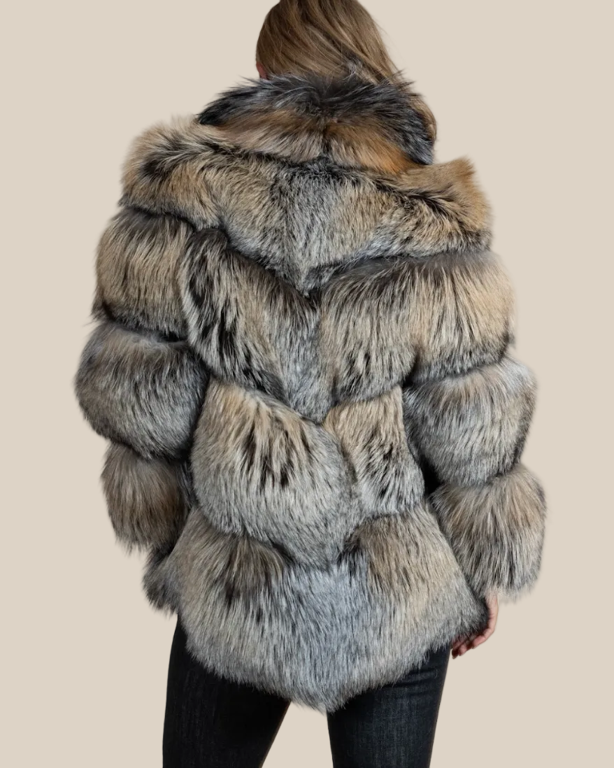 Fur coat with a neutral background