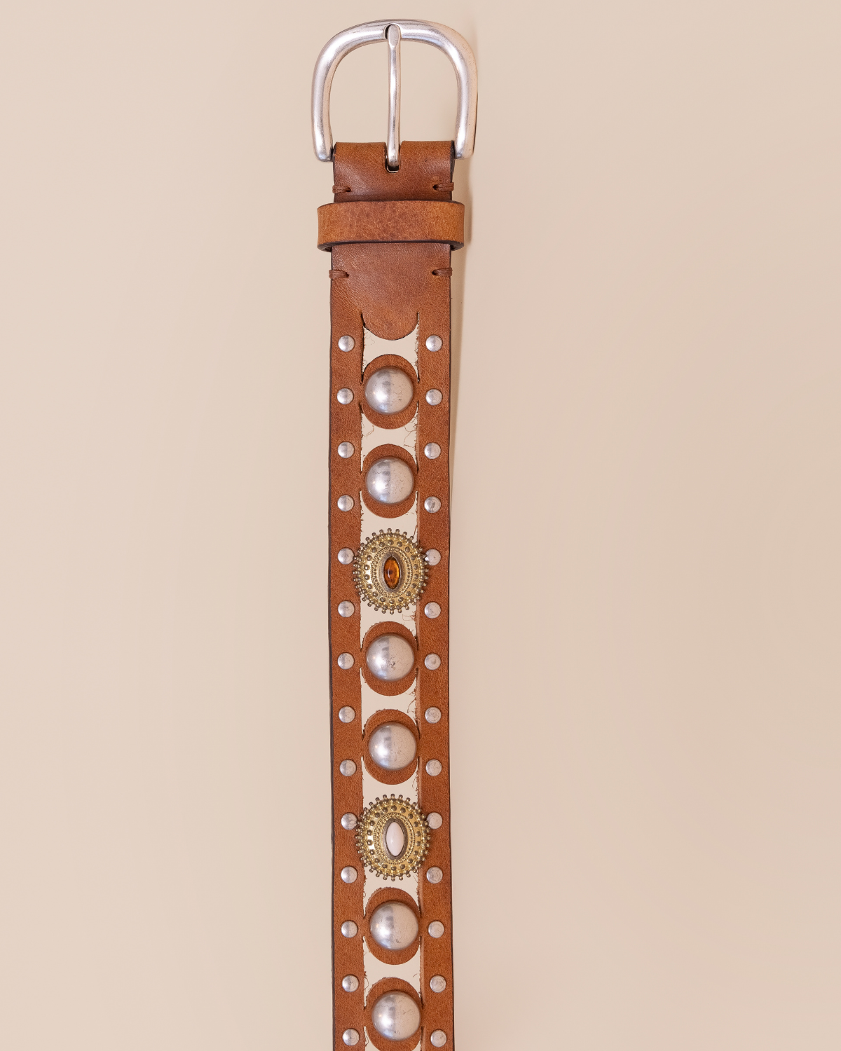 Hyde Silverado Cognac Studded Italian Leather Belt | Women's Luxury Western Designer Belt