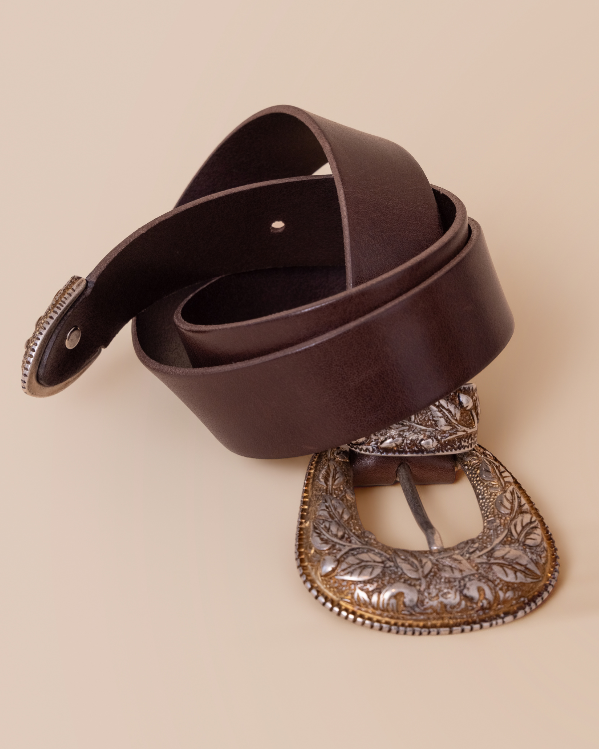 HYDE Vesper Engraved Belt — Espresso Italian Leather | Women's Luxury Western Belt