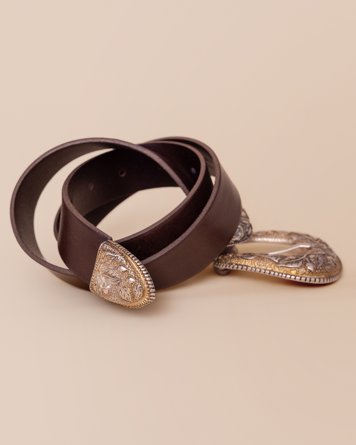 HYDE Vesper Engraved Belt — Espresso Italian Leather | Women's Luxury Western Belt