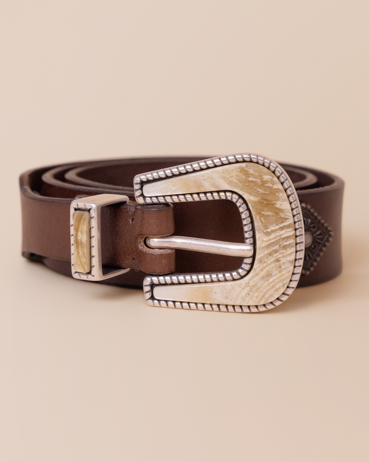 HYDE Marabella Studded Belt — Moro Brown Italian Leather | Women's Luxury Western Belt