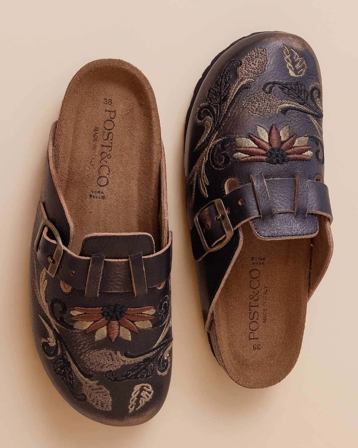 close-up — buckle strap and natural grain variation