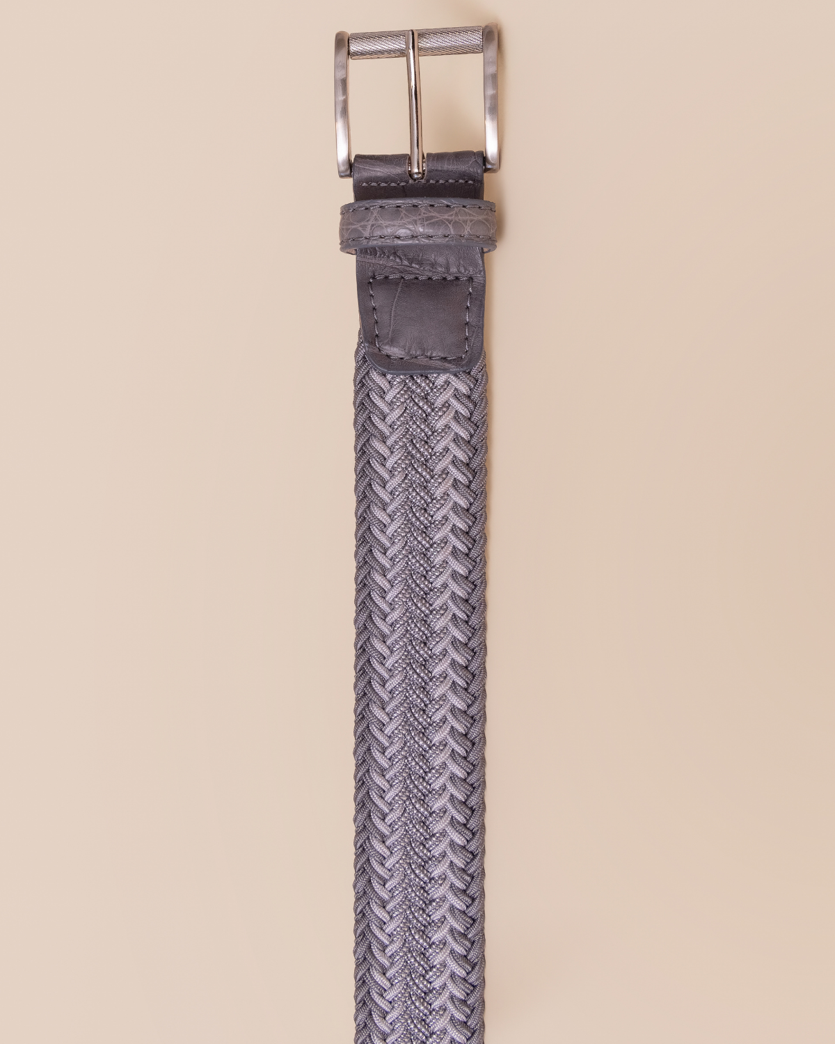 HYDE Riviera Braided Alligator Belt in Charcoal