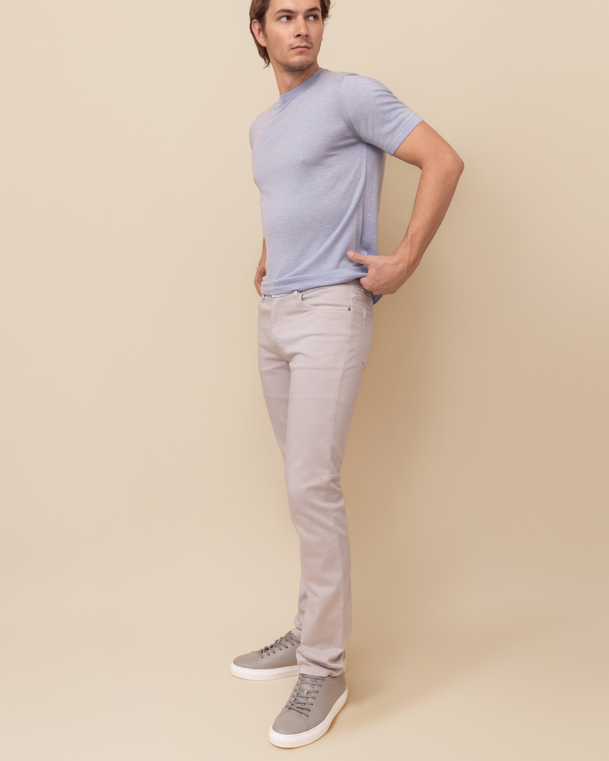 Cortona Sky Blue crew neck sweater by HYDE — naturally breathable luxury knitwear