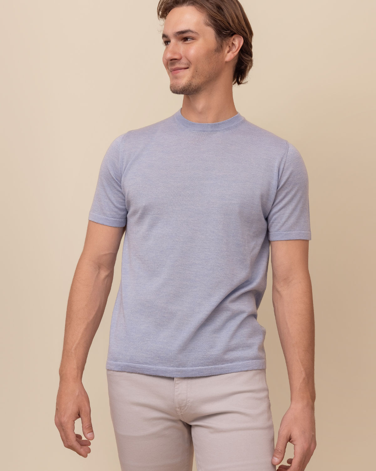 HYDE Cortona Sky Blue — hand-linked seams, baby cashmere silk blend, sizes S to 2XL