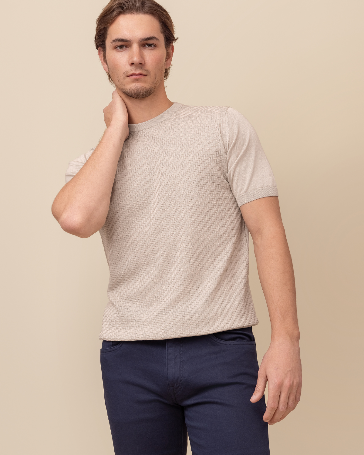 The Monterosso by HYDE — styled view, Italian silk crew sweater, fluid drape and refined structure, sizes S–2XL