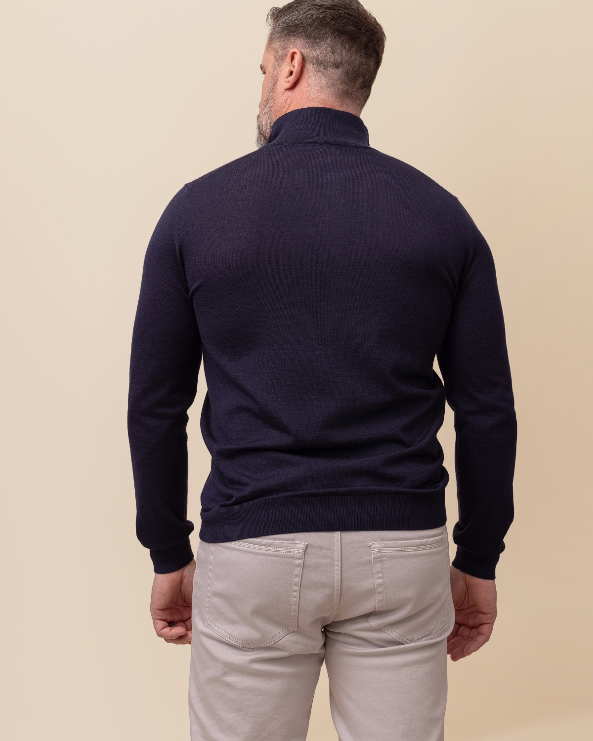 HYDE Valdoro Cashmere Silk Quarter-Zip — Blue Scuro | Men's Luxury Italian Knitwear