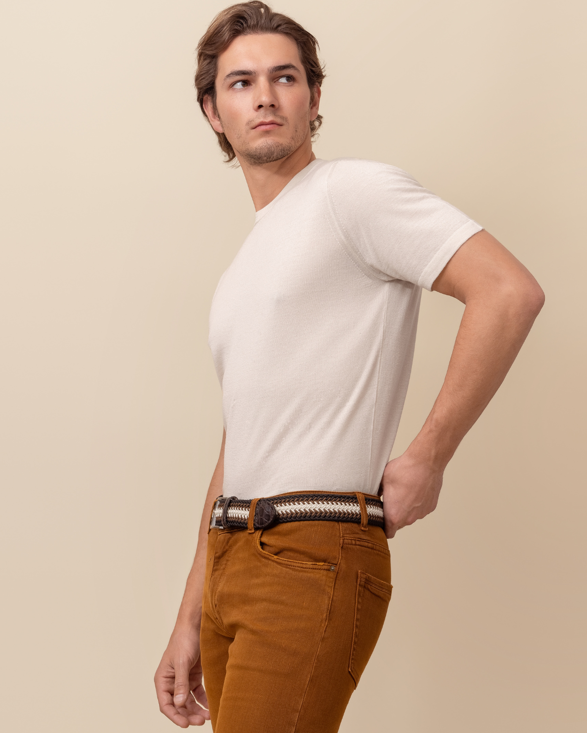 Cortona Crystal Ivory crew neck sweater by HYDE — naturally breathable luxury knitwear, made in Italy