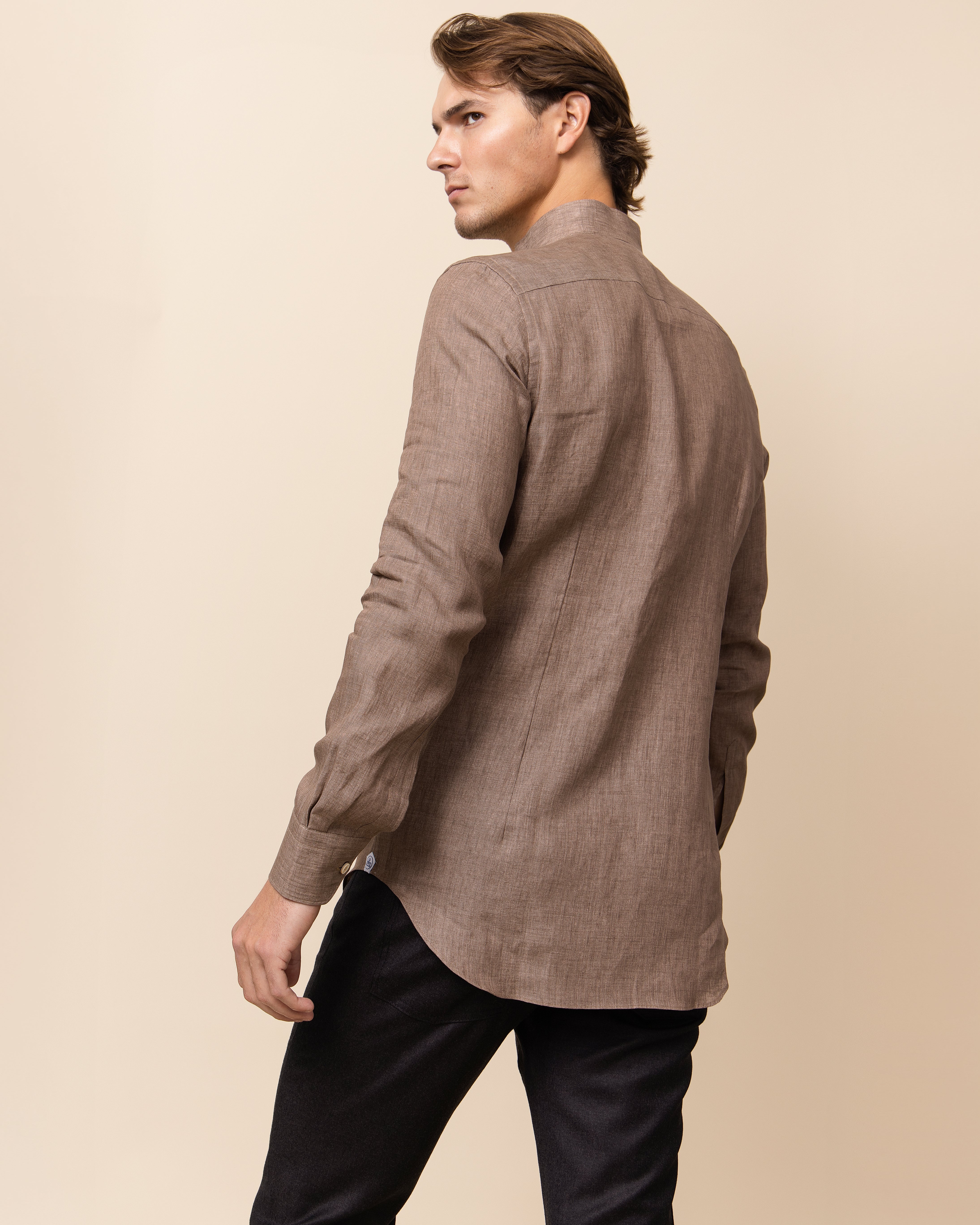 Men's HYDE Lecce Linen Shirt in Melange — modern tailored fit with full button-front closure and premium natural buttons