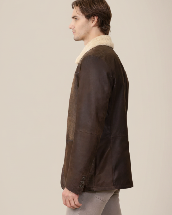 Bandolero Italian Merinillo Lamb Suede Shearling Coat for Men | Luxury Winter Coat