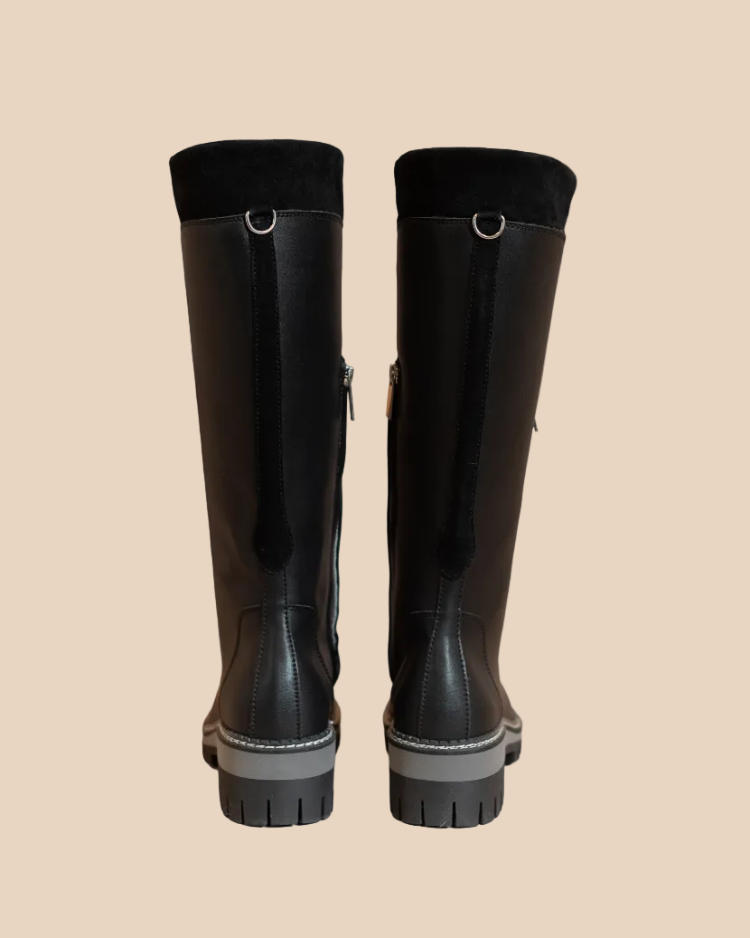 HYDE Nero Black Vitello Tall Leather Boot | Women's Luxury Winter Boot