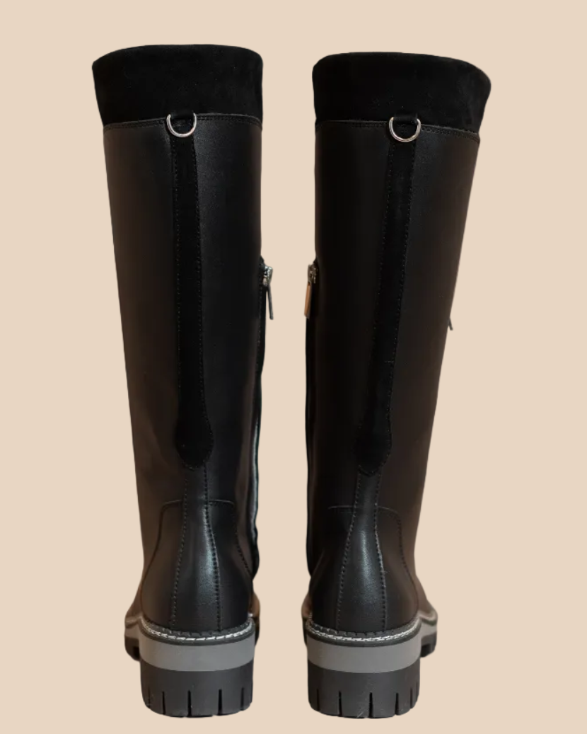 HYDE Nero Vitello Tall Leather Boot — Black Knee-High | Women's Luxury Italian Boot