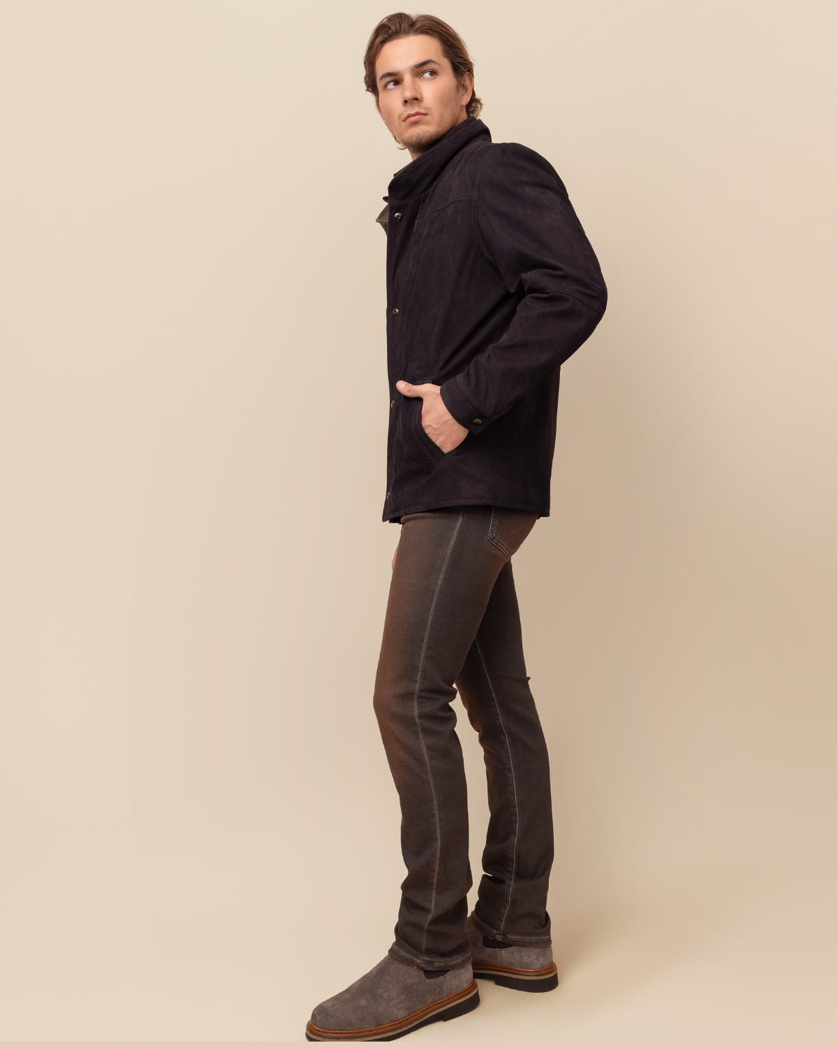editorial styled — sizes 30–40, luxury Italian selvedge