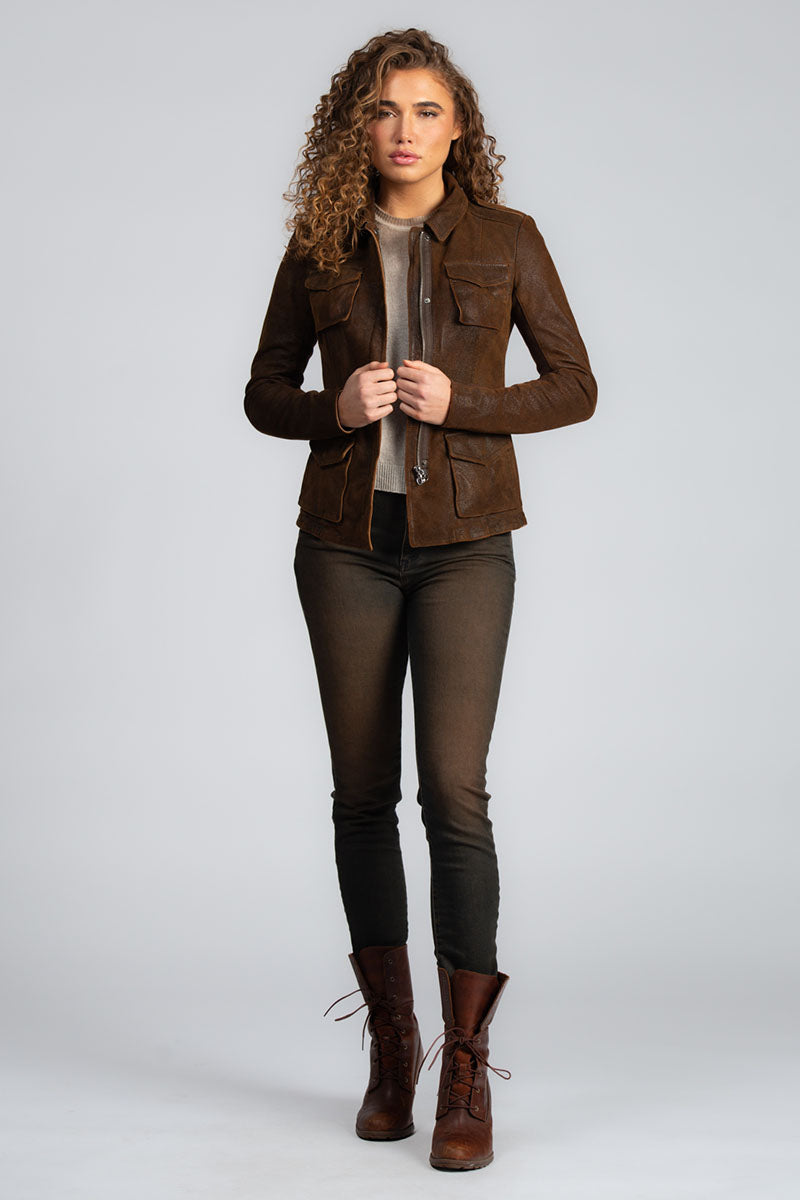 Distressed Italian Lamb Suede Sport Jacket M.385