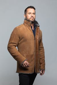 Men's Merino Suede Shearling Zip/Button