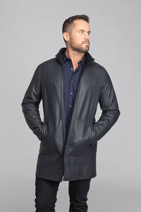 Men's 35" Navy Lacaune Lamb Reversible Shearling.