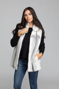 Women's 28" Natural Cross Mink Vest Reversible to Lambskin