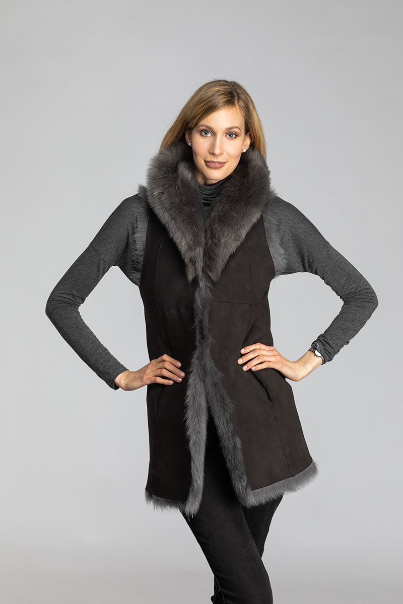 Women's Toscana Suede Reversible Shearling Vest