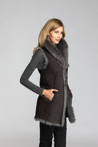 Women's Toscana Suede Reversible Shearling Vest