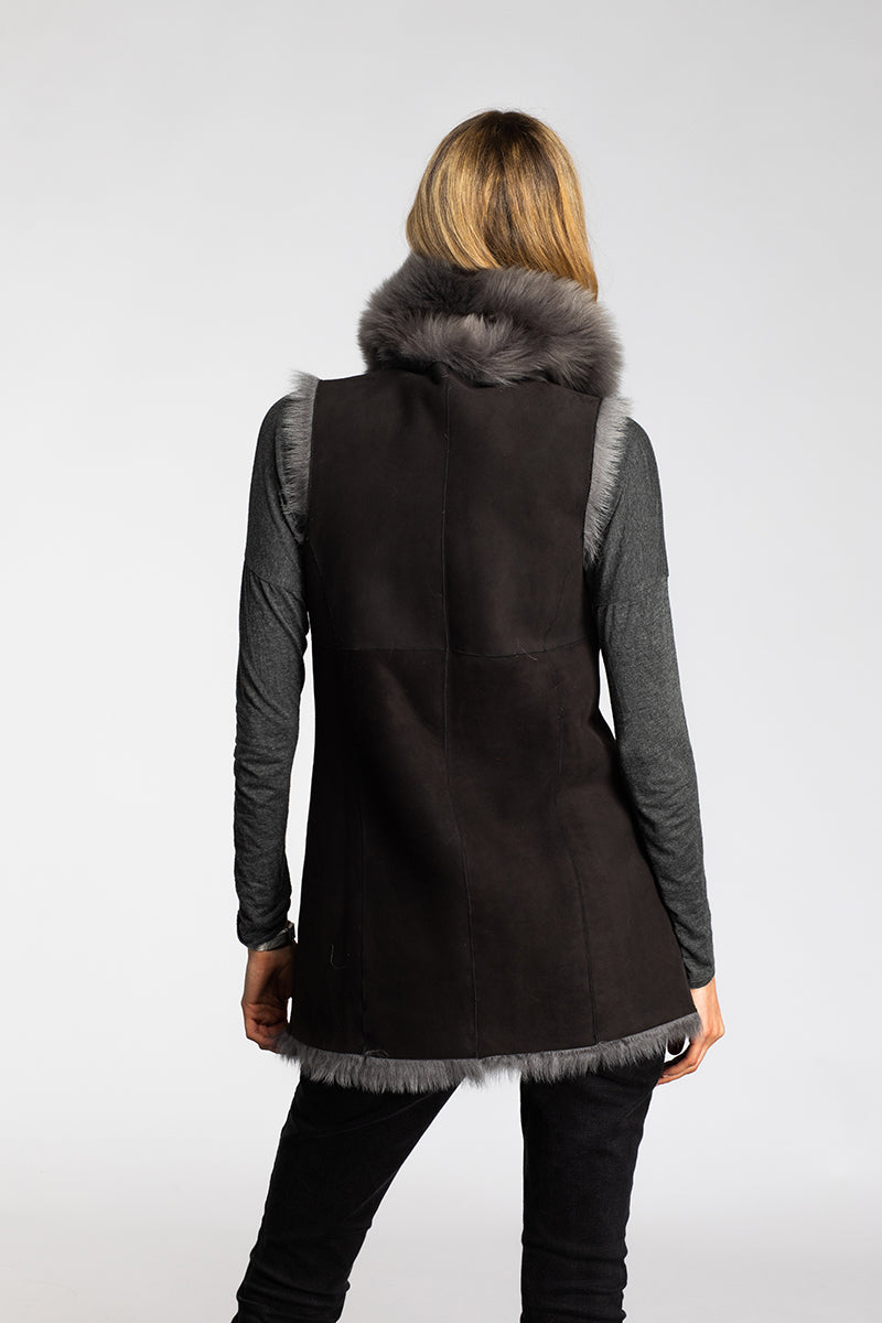 Women's Toscana Suede Reversible Shearling Vest