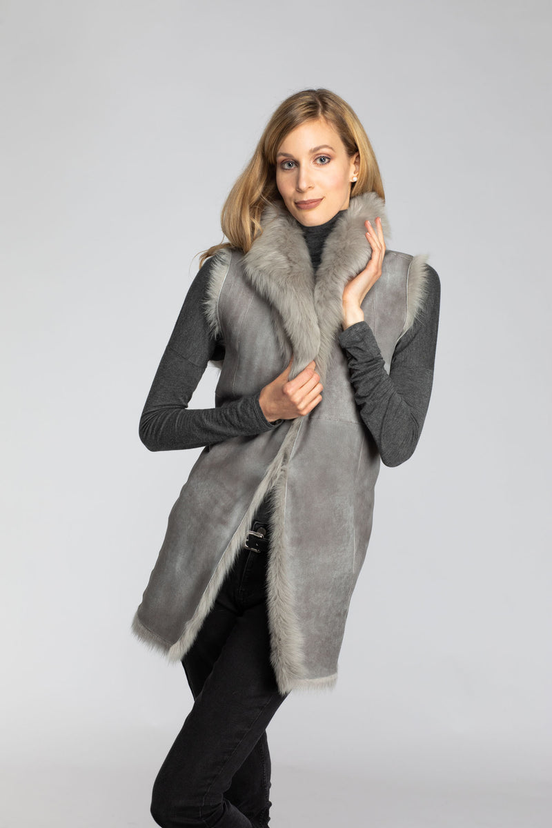 Women's Toscana Suede Reversible Shearling Vest