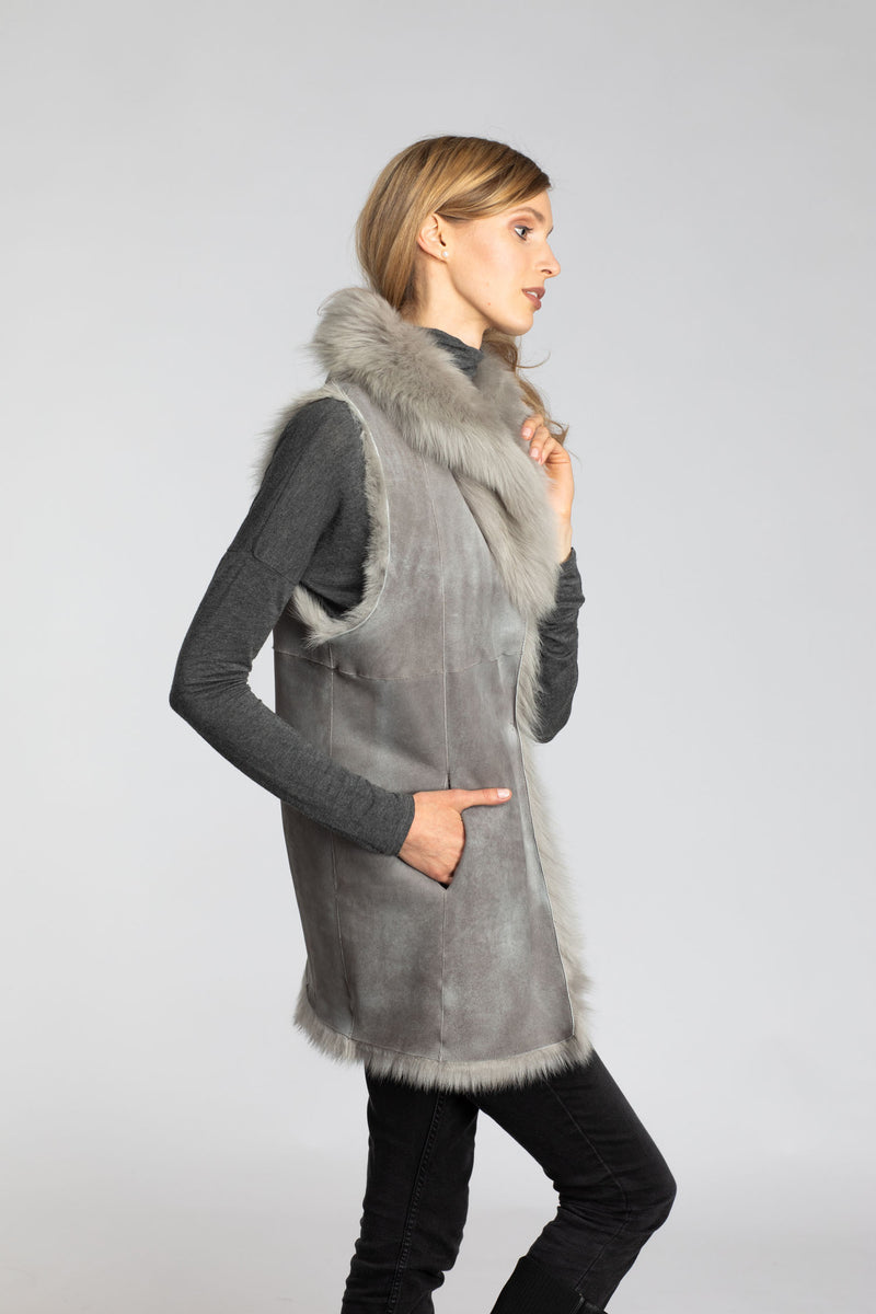 Women's Toscana Suede Reversible Shearling Vest